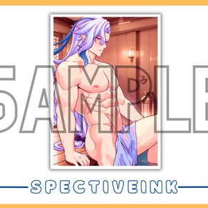 Neuvillette Bathhouse Anime Art Print, 5x7 Fantasy Gaming Wall Decor image 2