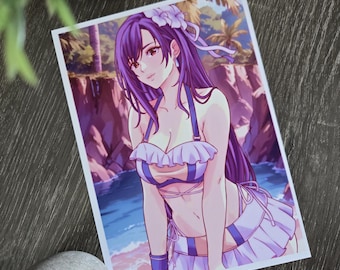 Beach Tifa | Anime-Style Art Print (5x7)