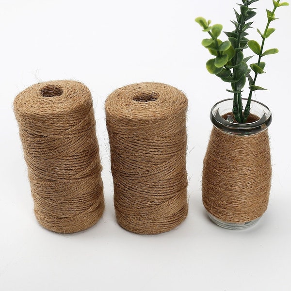 Corde de ficelle de jute naturelle ruban mince ficelle de chanvre pour artisanat plante emballage cadeau Noël fait à la main Arts décoration emballage chaîne décor à la maison