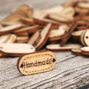 Natuurlijke hout handgemaakte tag 100 stuks houten knop handgemaakte tags hout naaien accessoires voor kleding handgemaakte scrapbooking ambachtelijke doe-het-zelf