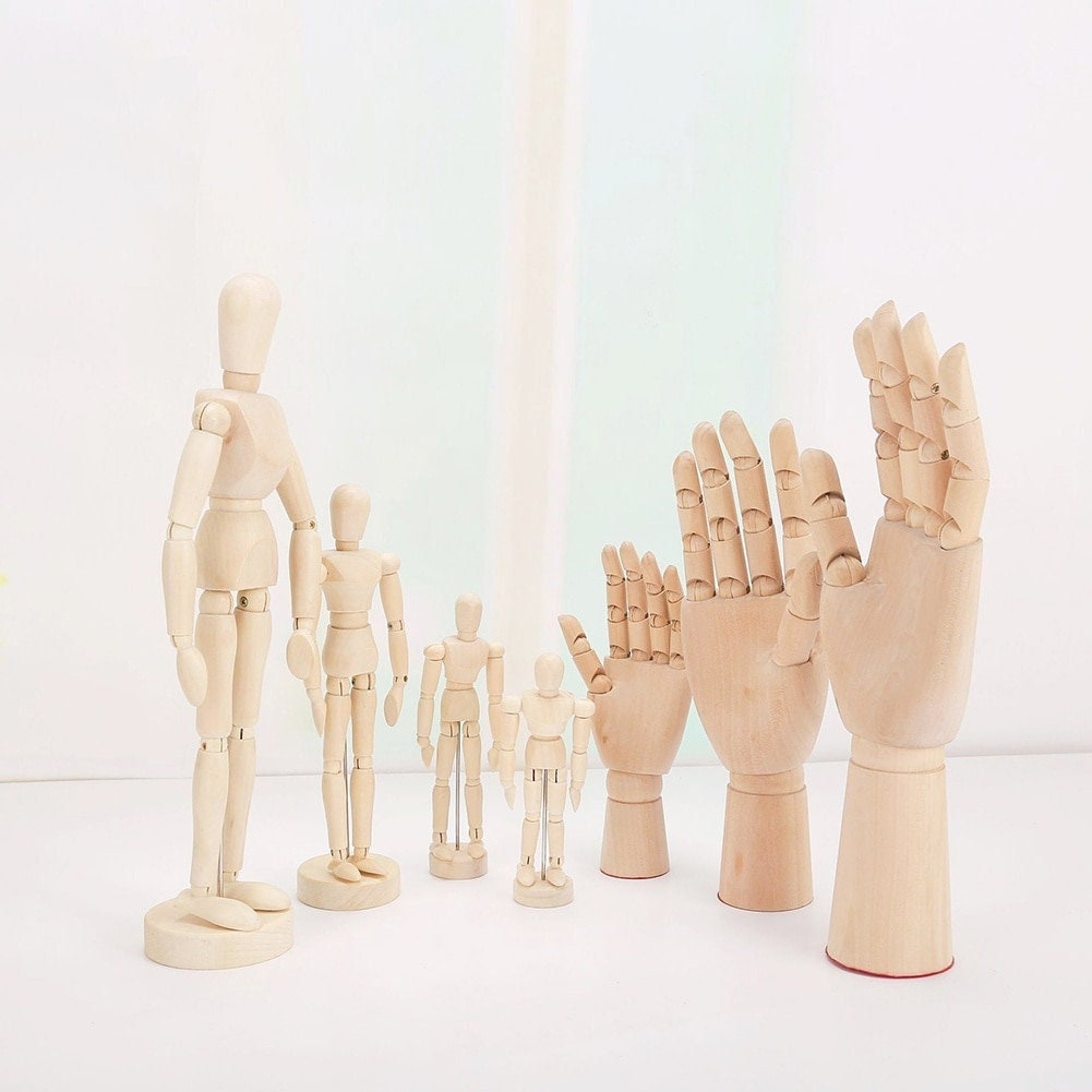 Practice Hand for Acrylic Nailsplastic Right Hand Mannequin,wood Grain  Effect Fingers Manikin Hand Model, Jewelry Display Props Ring Holder 