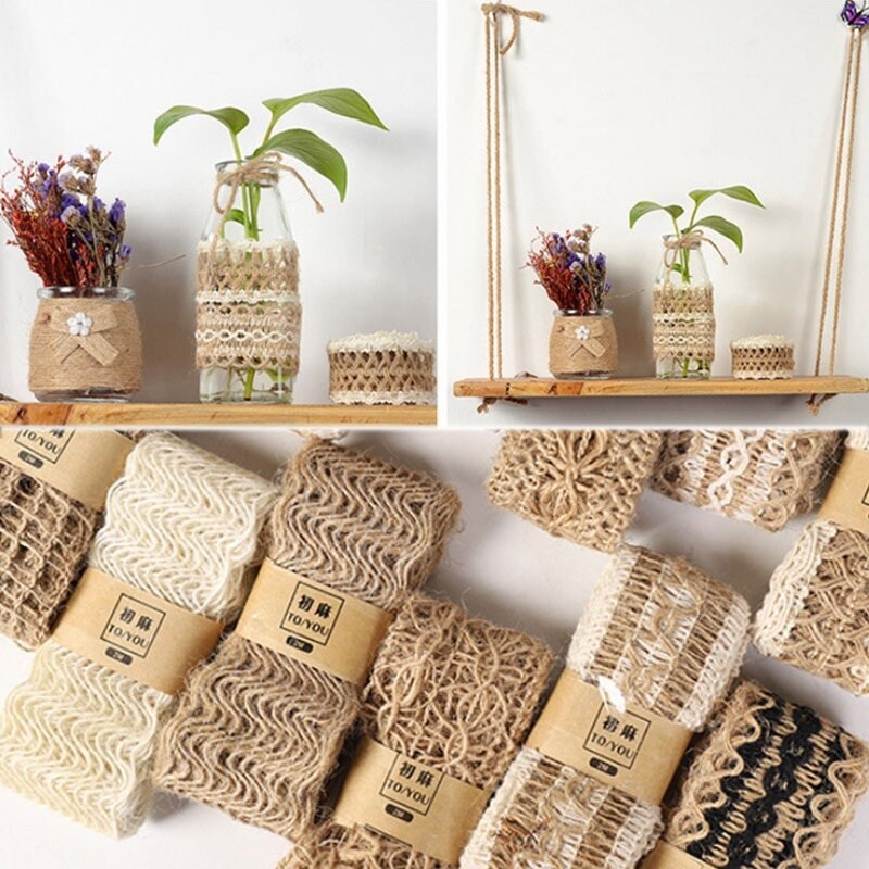 Natural Jute Burlap Ribbons for Crafts Vintage Rustic Wedding Party Decorative DIY Home Christmas Gift Wrapping Supplies