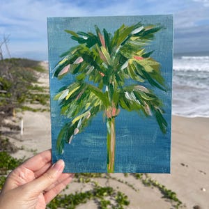 Original Palm Tree Painting: Abstract Coastal Wall Art, Florida Decor