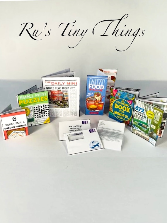 Miniature Realistic Newspaper, Magazines, Colouring and puzzle books and more