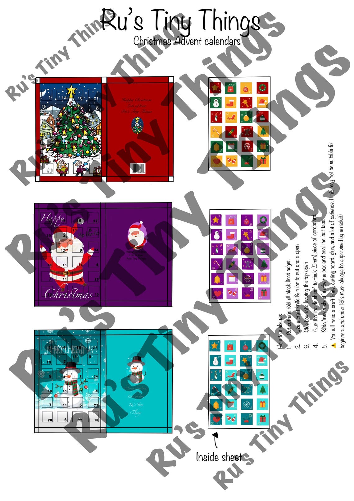 Miniature Advent Calendars With Opening Doors (DIGITAL FILE) - Etsy
