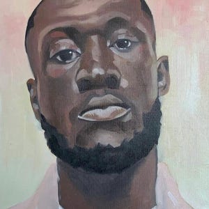 Stormzy original Ölgemälde 40x30cm schwarz Passepartout Karte