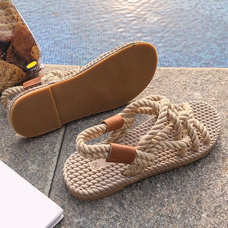 Sandalen Vrouw Schoenen Gevlochten Touw Mode Vrouwen Sandalen - Etsy België