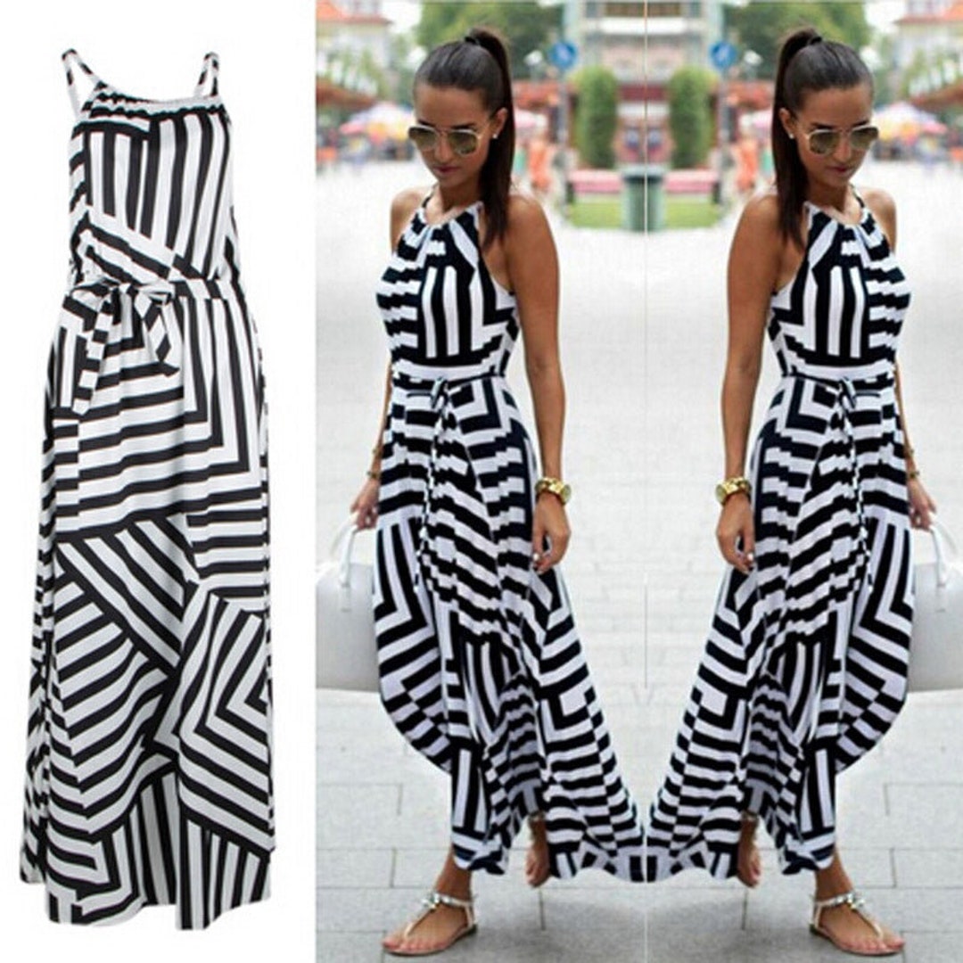 Summer Maxi Long Dress New Fashion Women Boho Striped - Etsy