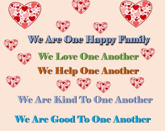 We Are One Happy Family We Live in Peace Poster 11" x 17" printable pdf
