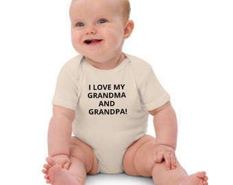Organic Cotton Baby Bodysuit, Grandma and Grandpa Love (Unisex