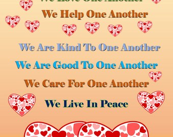 We Are One Happy Family We Live in Peace Poster 11" x 17" printable pdf v. 1