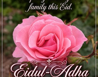 Eid al Adha  Card Printable, Floral Rose Islamic Card, Eid Mubarak Greeting (Instant Download PDF), Muslim Holiday Card