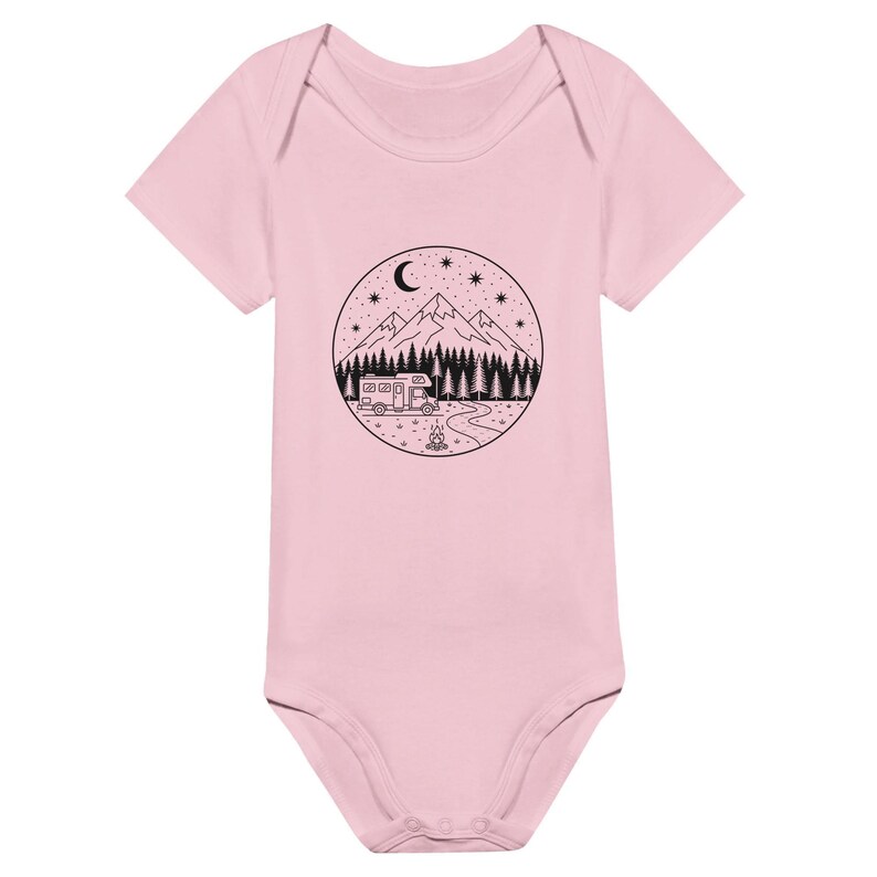 Mountain Forest Cabin Baby Bodysuit — 100% Cotton (3–18M)