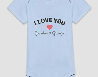 I Love You Grandma & Grandpa Onesie, Baby Bodysuit for Grandparents, Grandparents Day Gift,  Baby Announcement to Grandma Grandpa