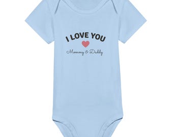 I Love You Mommy & Daddy Onesie, Baby Bodysuit for Mom and Dad, Baby Shower Gift, First Mother’s Day Father’s Day