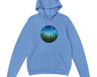 Unisex Forest Hoodie - Mountain Camper Pine Tree Pullover - Hiking Adventure Gift