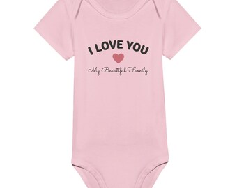 Family Baby Onesie, Heart Print, I Love You (Newborn-12M)