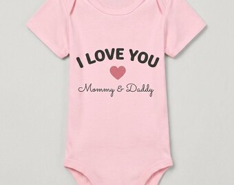 I Love You Baby Onesie: Mommy & Daddy Heart Design