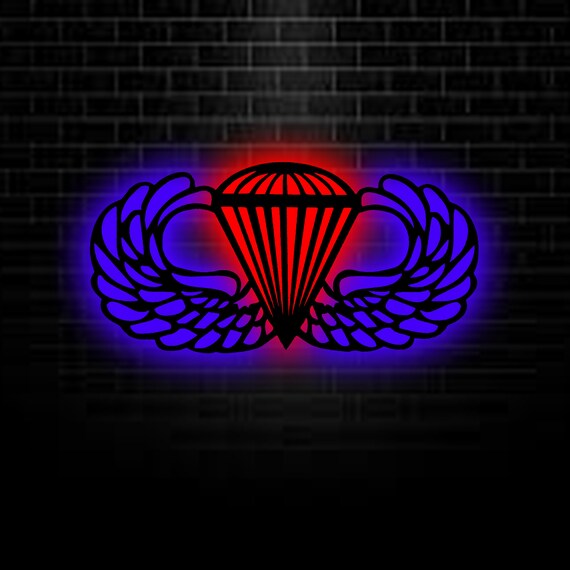 Airborne Wings Personalized Metal Sign Led Light, Personalized Metal Sign Veterans Day Gift, 82nd Airborne, 101st Airborne, Army Retirement
