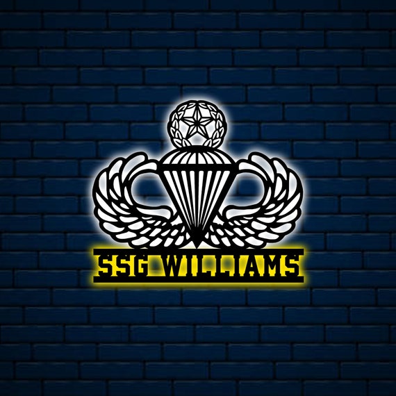 Personalized Airborne Wings Metal Sign Led Light, Army Senior Airborne Custom Sign, Veterans Gift, Army Retirement, Army Gift, Military Gift