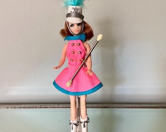 Dawn Doll Majorette Accessories: BATON, Hat with Blue FEATHER, Boots, CONNIE Doll Head - Sold Separately. Topper, Vintage