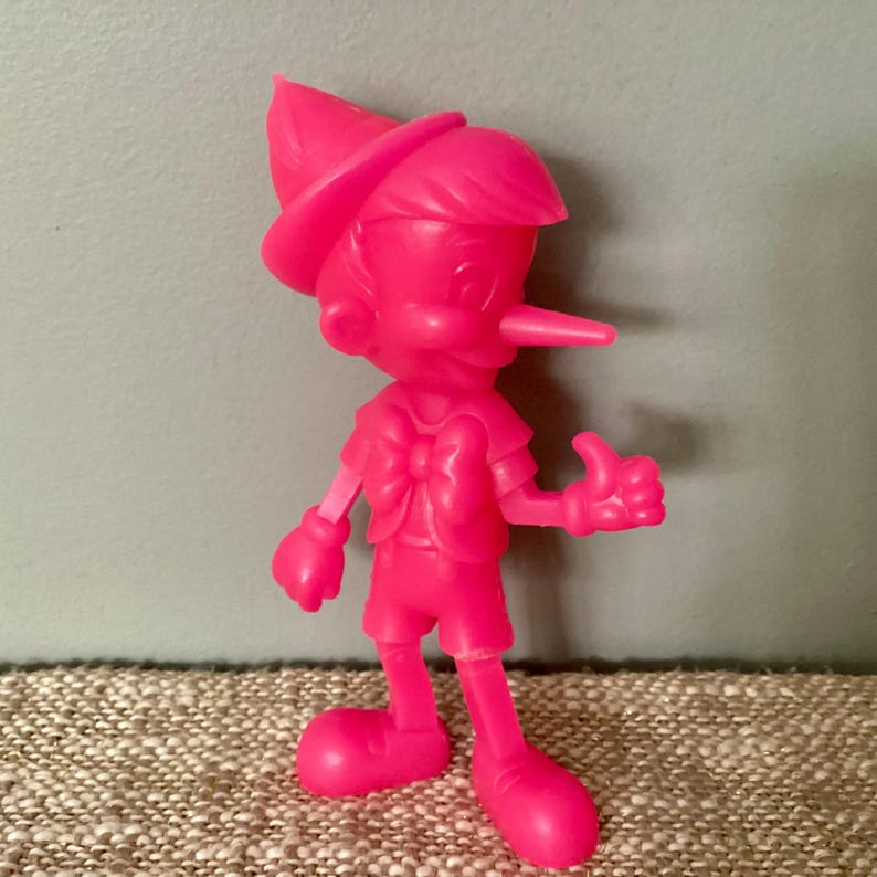 MARX Disney Toy Figures, Mickey Mouse, Donald Duck, Pinocchio, HOT NEON Colors!, 6 Inches, Louis Marx, Walt Disney, Vintage 1971 image 2