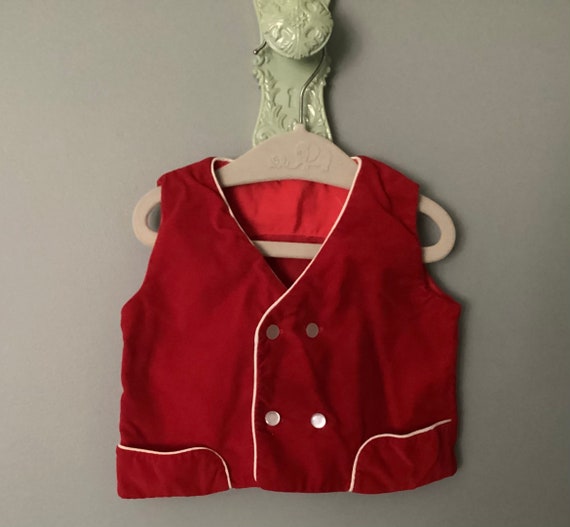 Baby Boy Red Velvet 2 Piece Outfit, Shorts and Ve… - image 7