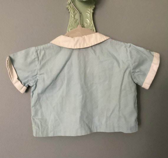 Baby Boy Blue Short Sleeve Shirt with Collar, Emb… - image 5