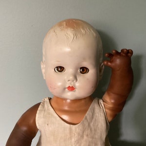 MAGIC Skin Baby Doll, Soft Latex Rubber Body, Sleepy Eyes, Molded Painted Hair, Ideal? , Vintage 1940s