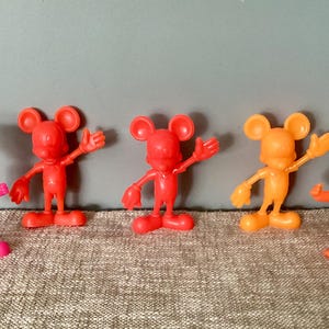 MARX Disney Toy Figures, Mickey Mouse, Donald Duck, Pinocchio, HOT NEON Colors!, 6 Inches, Louis Marx, Walt Disney, Vintage 1971 image 1