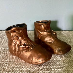 Bronzed COPPER BUTTON-UP Baby Shoes, 4 Buttons, High Top Baby Shoes, Victorian Baby Shoes, Button Top, Farmhouse Cottage Decor