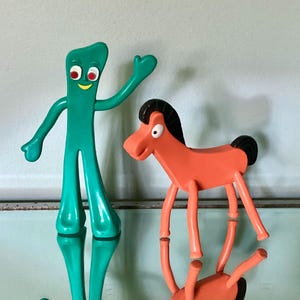 GUMBY and POKEY, Made by JESCO, Rubber Toy Figures from the Gumby Show, Bendable and Poseable, Vintage 1980s