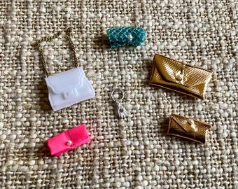 Dawn Doll Silver BRACELET and PURSES, Party Puffery Clutch, Shocker Frocker and More, Topper, Vintage