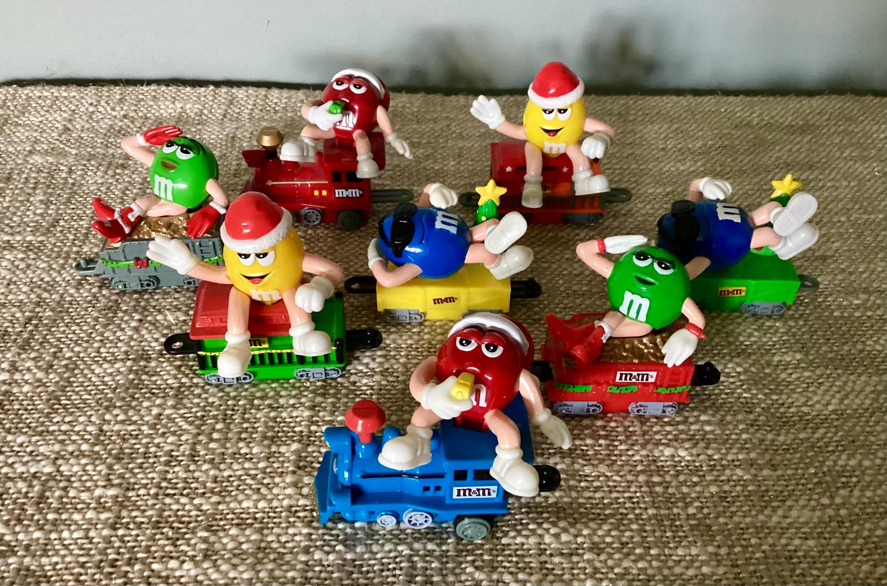 M&M Toy TRAIN Pieces, Holiday CHRISTMAS Candy Tube Toppers, 8 to