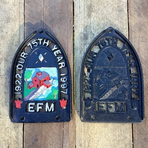 IRON TRIVETS, 75th Year Anniversary Collectible Trivet, EFM 1922 - 1997,  2 to Choose From, Vintage 1997