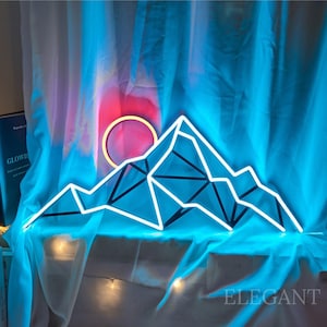 Mountain Art Light Sign, Mountain Neon Sign,Mountain led sign,Neon Sign Bedroom, Wall Decor, Custom Neon Sign Gift, Battery Operated