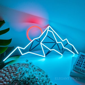 Mountain Art Light Sign, Mountain Neon Sign,Mountain led sign,Neon Sign Bedroom, Wall Decor, Custom Neon Sign Gift, Battery Operated