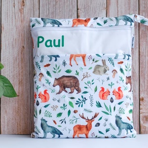 XL Personalizable wet bag, wet bag for cloth diapers WALDTIERE WEISS Paul