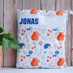 XL Personalizable wet bag, wet bag for cloth diapers EICHHÖRNCHEN  Jonas