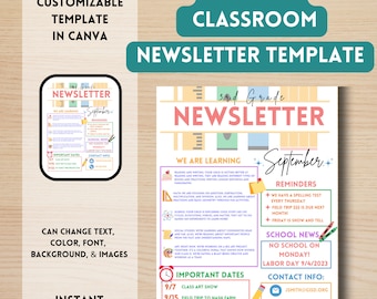 Classroom Newsletter Editable Template | Newsletter Template | Open House Template