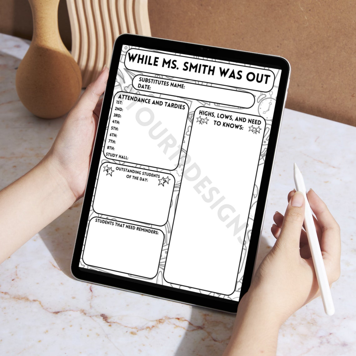 Editable Substitute Notes Template Sub Notes Printable Substitute Editable Substitute Notes Template Sub Notes Printable Substitute