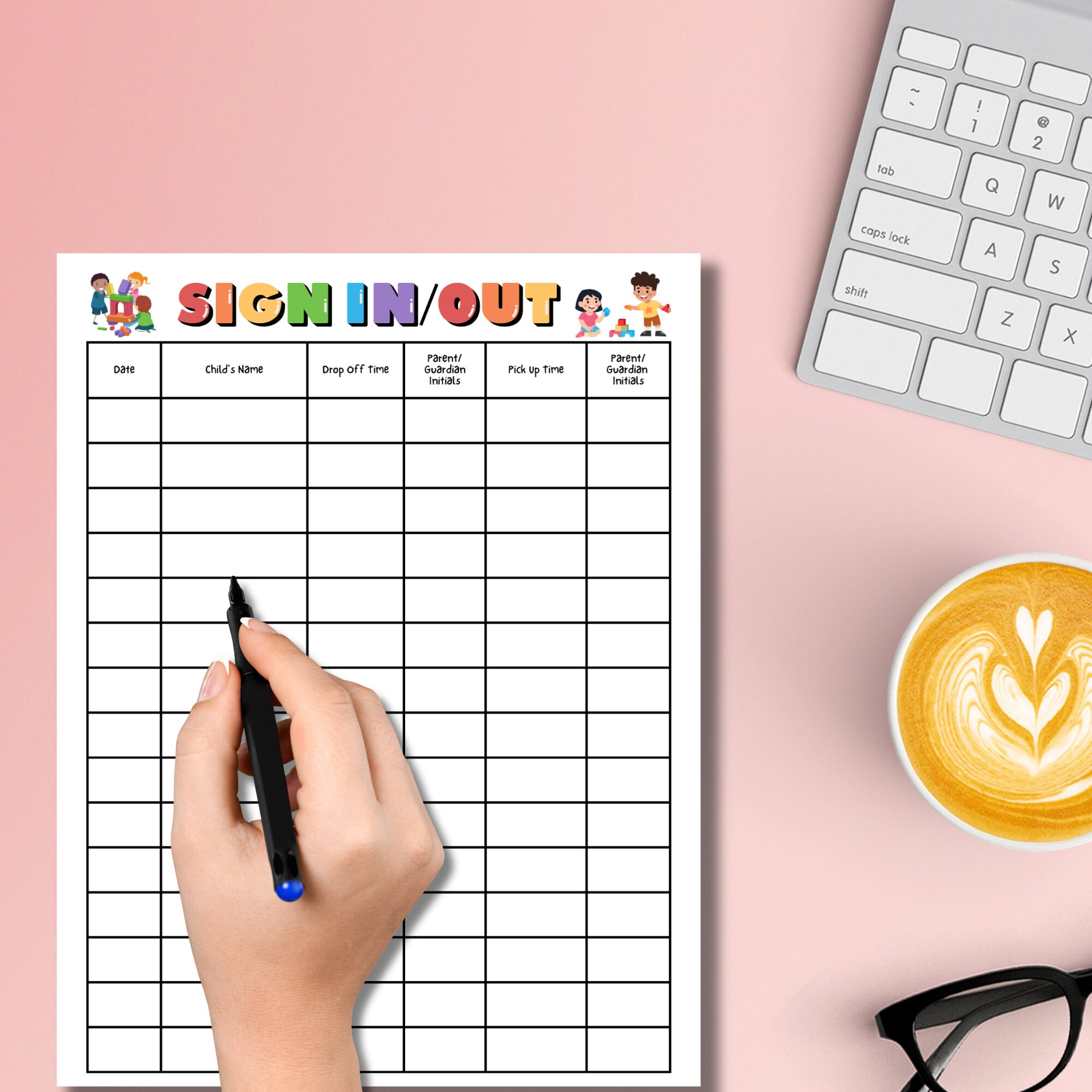 Daycare Sign In, Sign Out Sheet Home Daycare Printable Printable ...