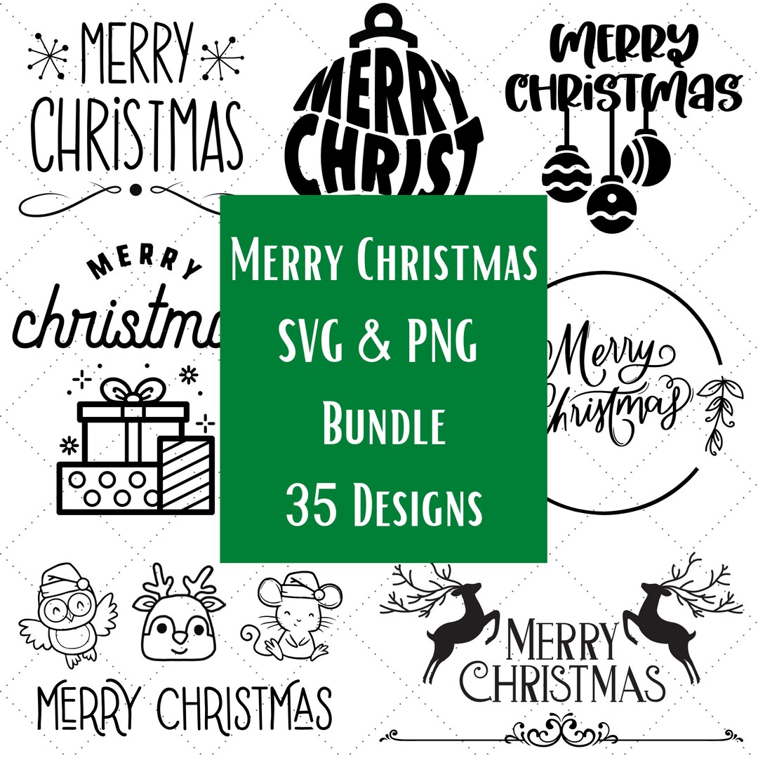 Merry Christmas SVG & PNG Bundle Cut Files for Cricut - Etsy