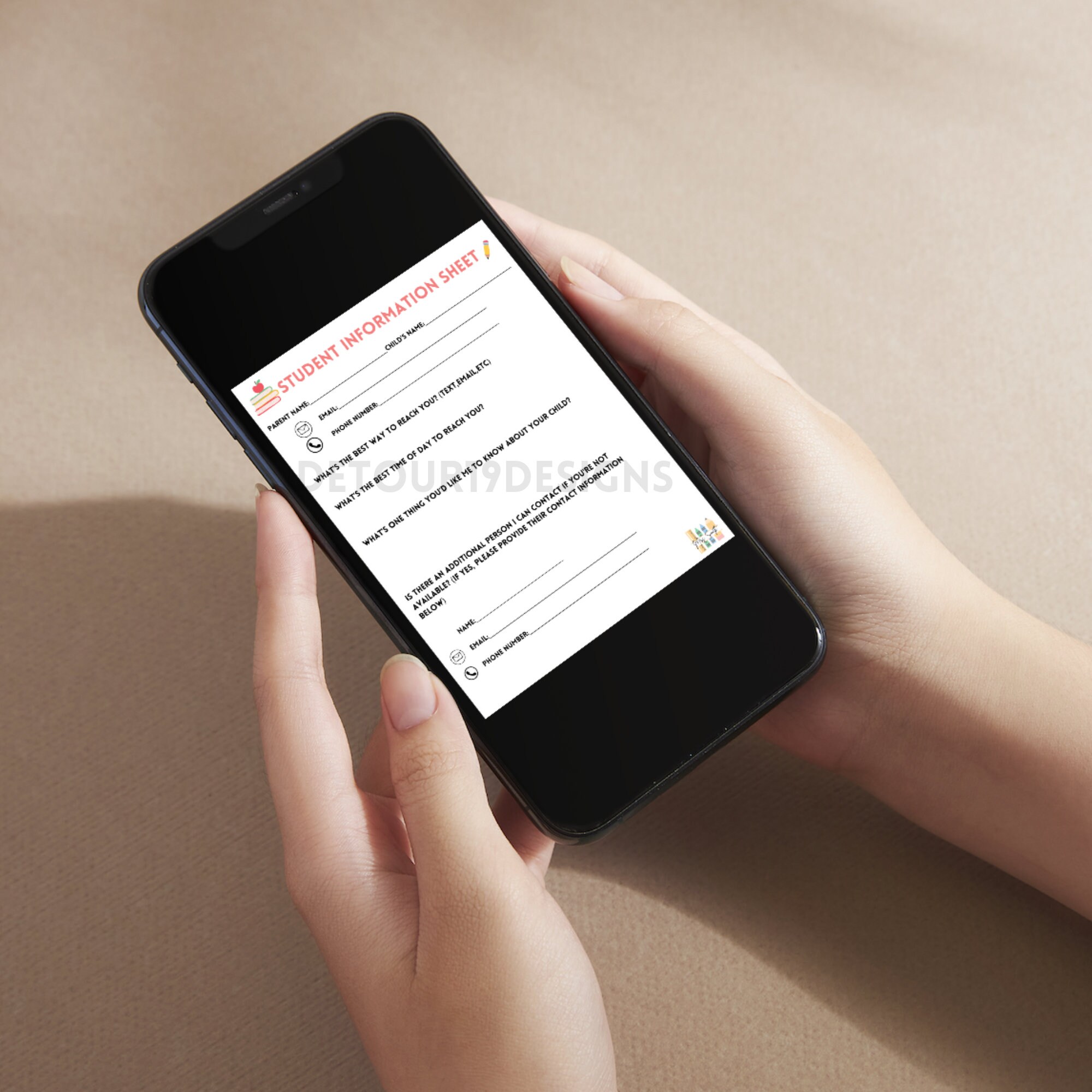 Editable Student Information Sheet Template Back to School Night ...