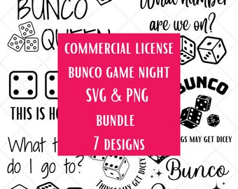 Bunco Ladie's Game Night SVG & PNG Cut File Bundle and Commercial License | Bunco Host Gift | Lucky Bunco Shirt | Bunco Queen