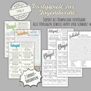 Partyspiel Jugendweihe, Spiele zur Jugendweihe, einfach ausdrucken, Partyspiele zur Jugendweihe oder Party, Jugendweihe-Spiele, PDF-Download