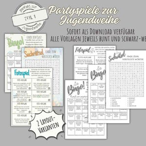 Partyspiel Jugendweihe, Spiele zur Jugendweihe, einfach ausdrucken, Partyspiele zur Jugendweihe oder Party, Jugendweihe-Spiele, PDF-Download