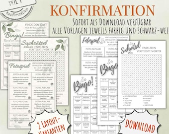 Partyspiel Konfirmation, Spiele zur Konfirmation, einfach ausdrucken, Partyspiele zur Konfirmation oder Party, Konfirmation-Spiele, PDF