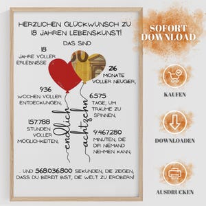 Cash gift 18th birthday | Give money for 18th birthday | PDF instant download for 18th | Cash gift 18th birthday heart
