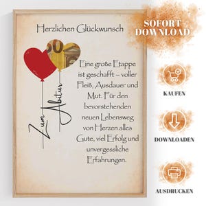 Geldgeschenk Abitur / Geldgeschenk Abi / PDF zum Download / Geschenkidee mit schönem Spruch & guten Wünschen zum Abitur / Geld schenken